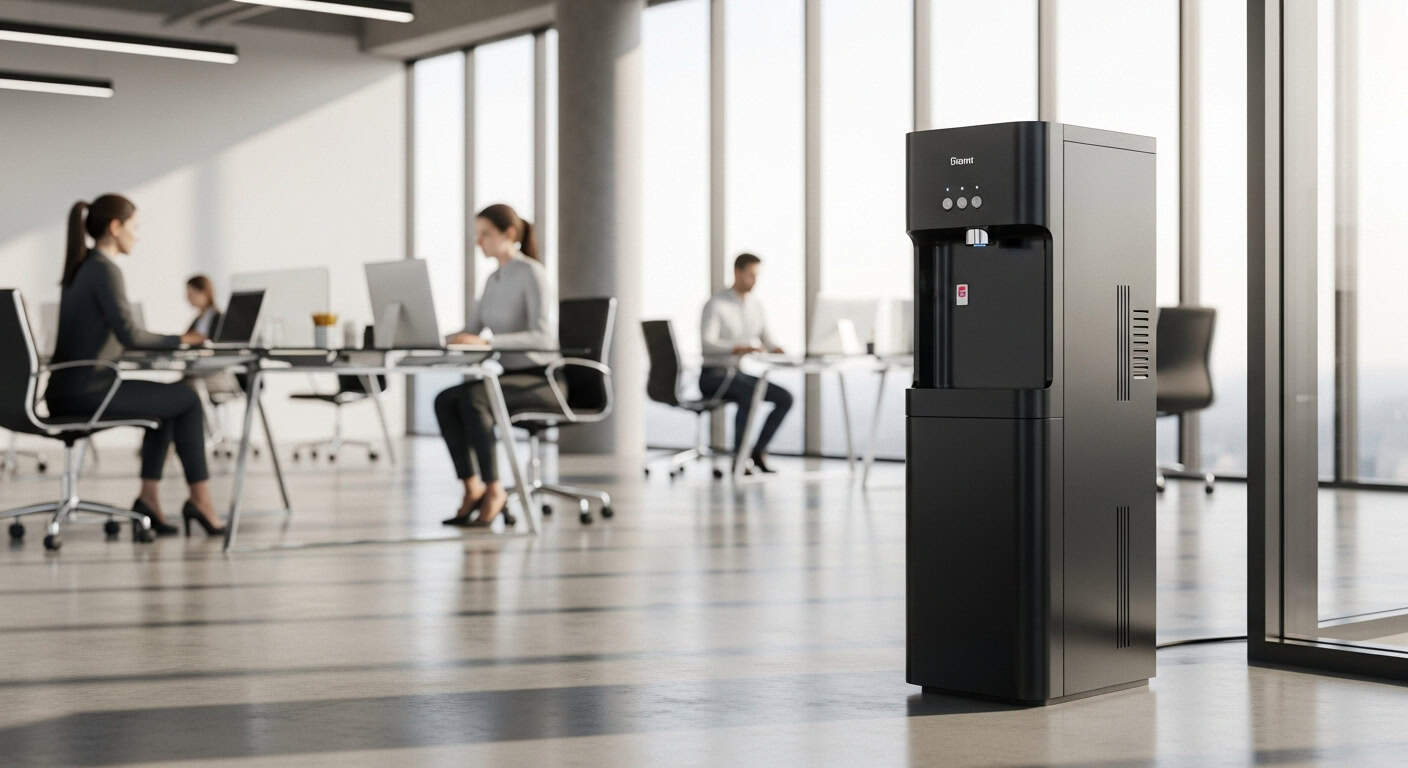 Sleek Matteblack Bottleless Water Dispenser Standi | Aqualume