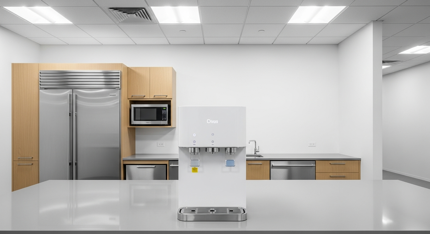 No contract water cooler rental in Los Angeles office — Aqualume bottleless dispenser