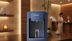 Aqualume Jetstream countertop water dispenser in a day spa or wellness center in Orange County