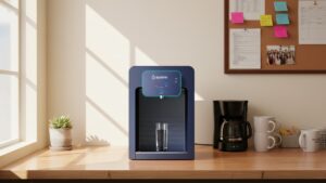 Aqualume Jetstream countertop water dispenser in a small Los Angeles business break room