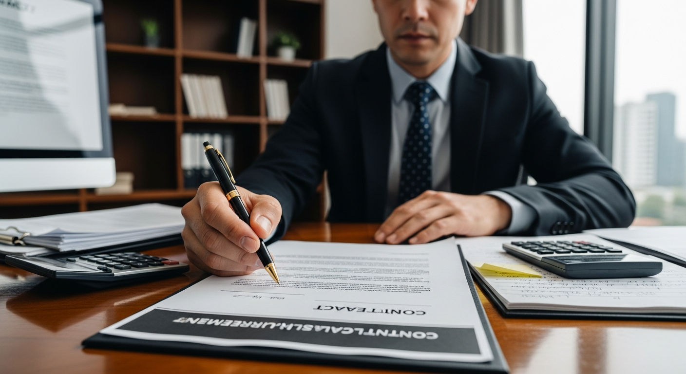Business person reviewing water cooler contract cancellation letter