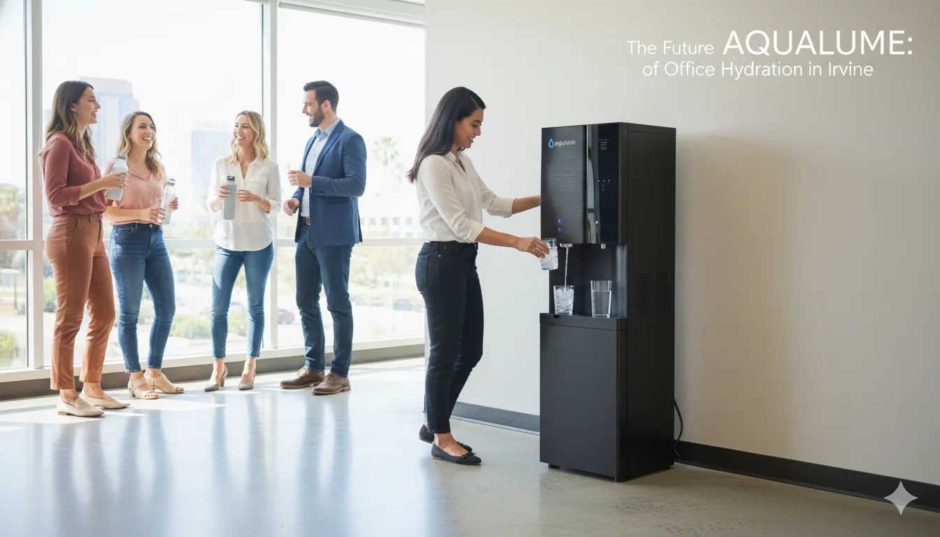Technician performing installation of bottleless water cooler in a medical office, highlighting adherence to safety standards