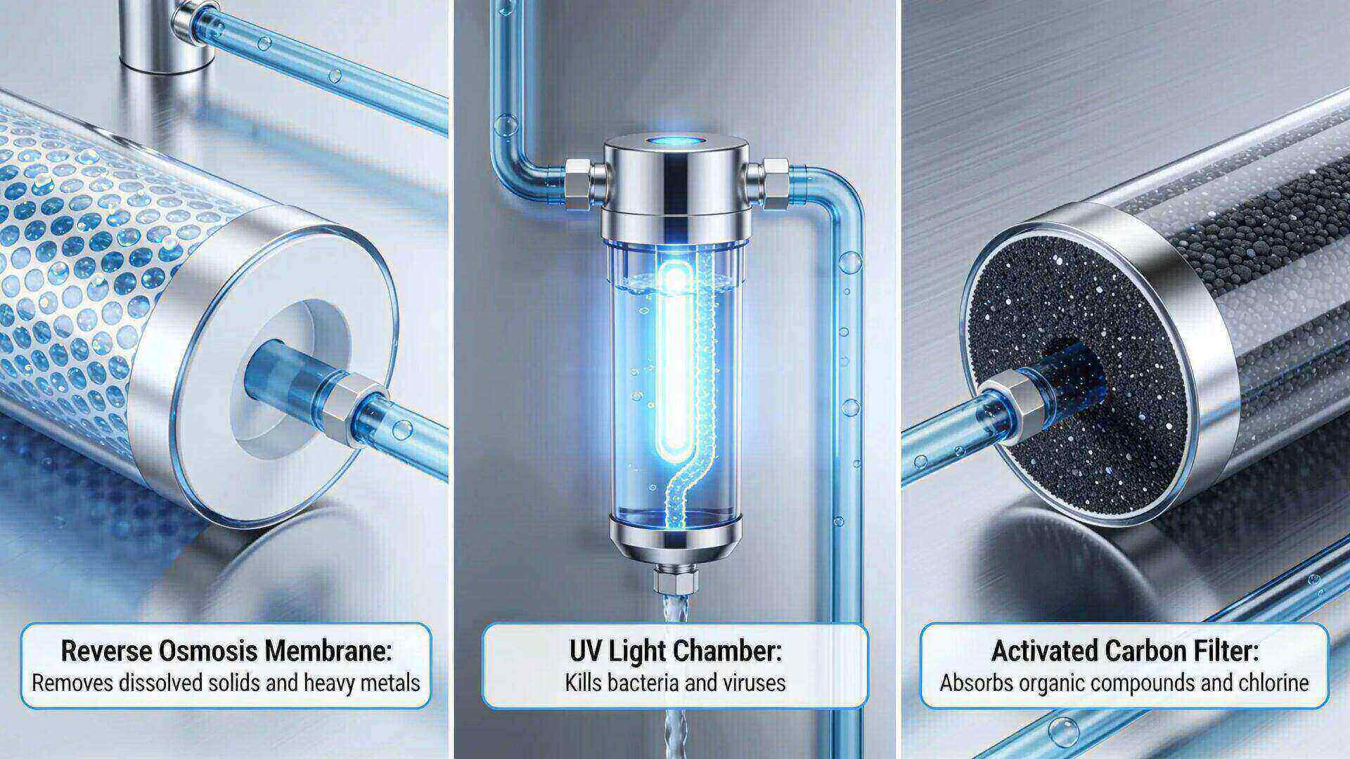 Overview of reverse osmosis, UV light, and activated carbon filtration technologies for medical water safety