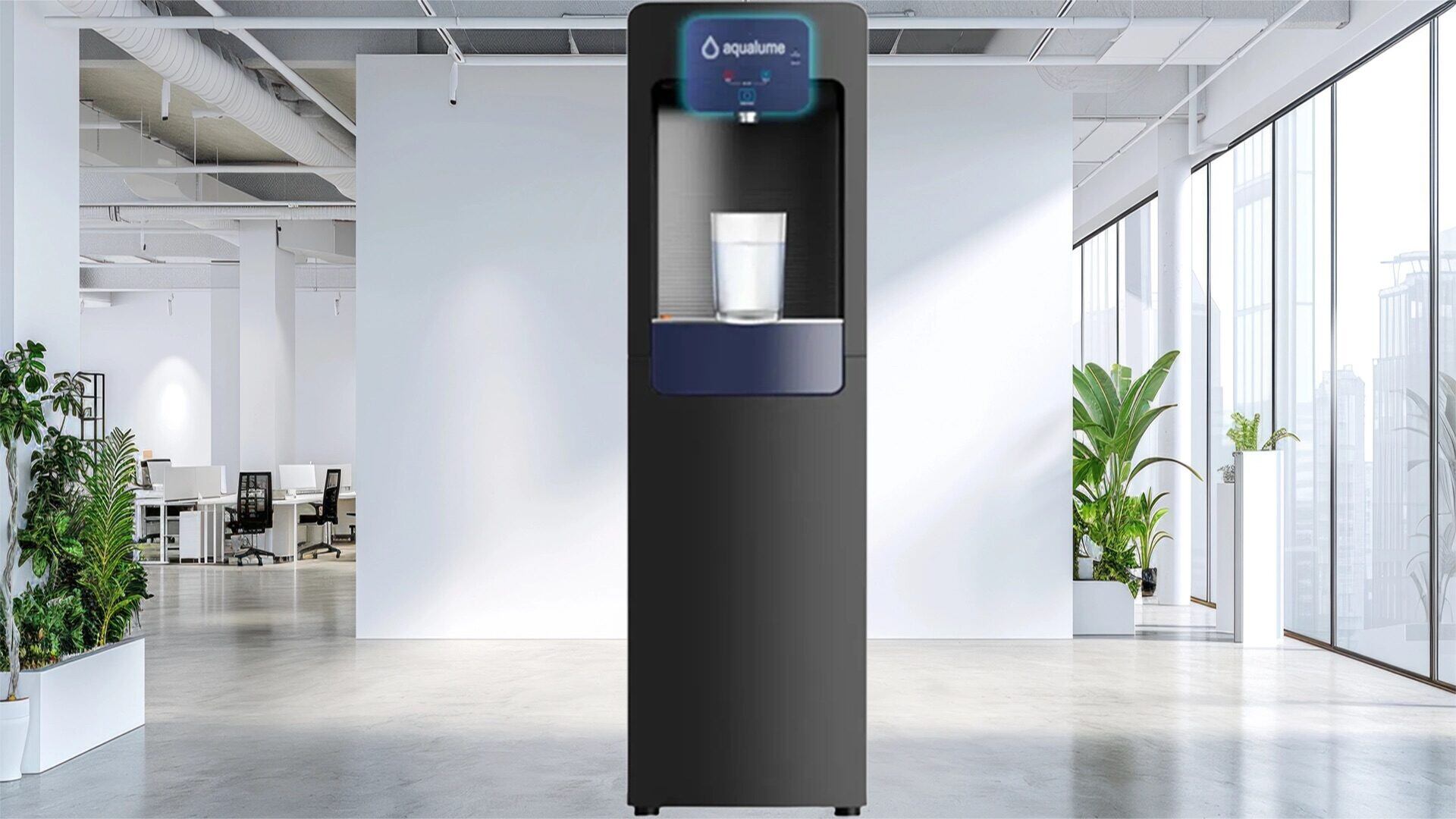Aqualume bottleless water cooler in a modern open-plan office