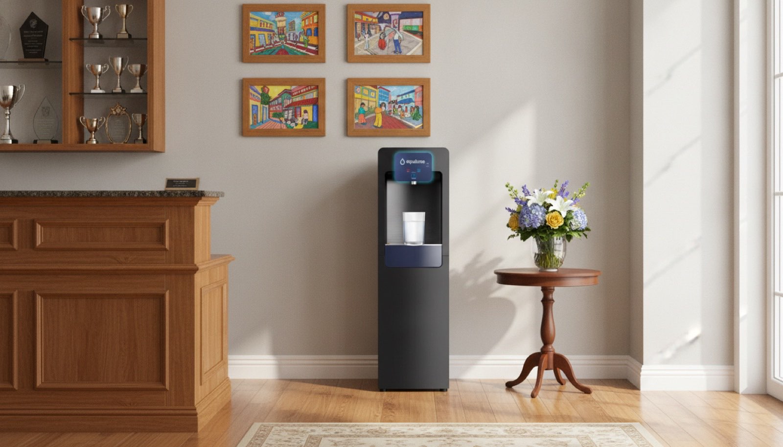 Aqualume bottleless water dispenser in a private school admissions office