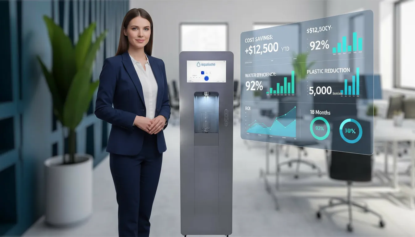 Visual representation of bottleless coolers reducing plastic waste and environmental footprint
